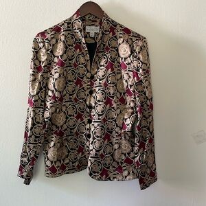 Adrianna Papell Size 4 silk 100% floral Print Leopard Vintage Button